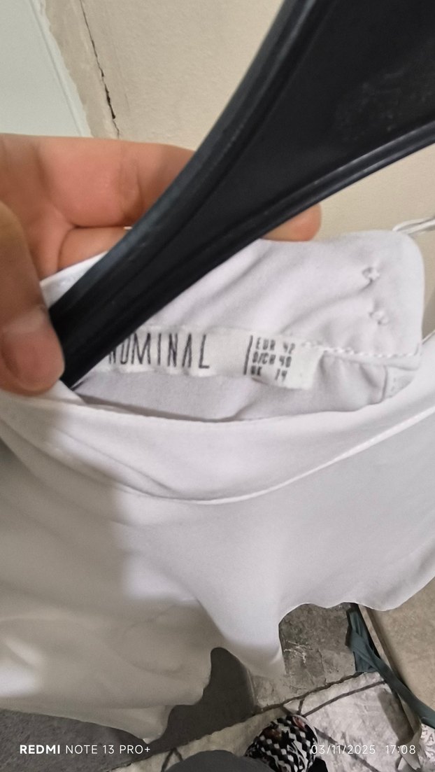 Beyaz Uzun Kollu Salaş Basic Kadın Tişört - Görsel 3