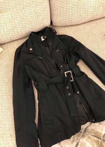 Kemerli Siyah Vintage Kadın Ceket
