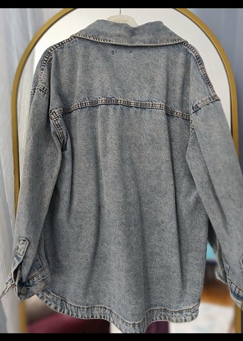 Gri Düğmeli Kadın Denim Ceket - Görsel 2