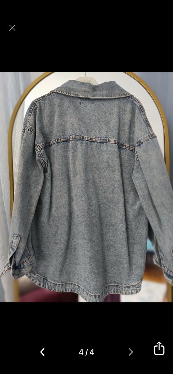 Gri Düğmeli Kadın Denim Ceket - Görsel 2