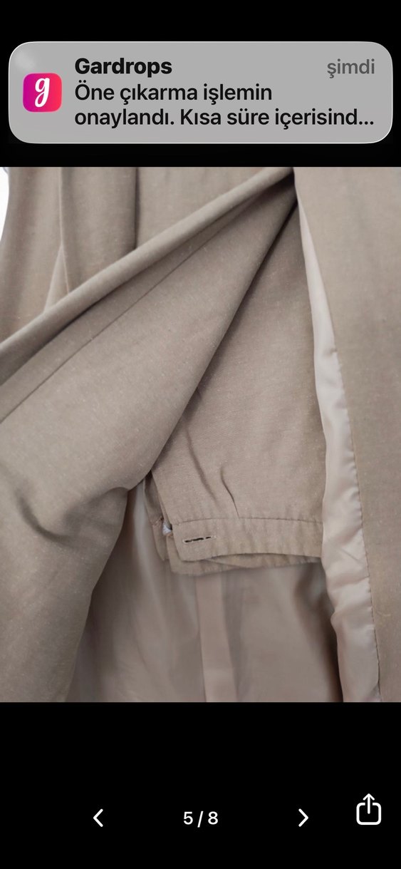 Bej Düğmeli Keten Midi Yelek pantolon takım - Görsel 5