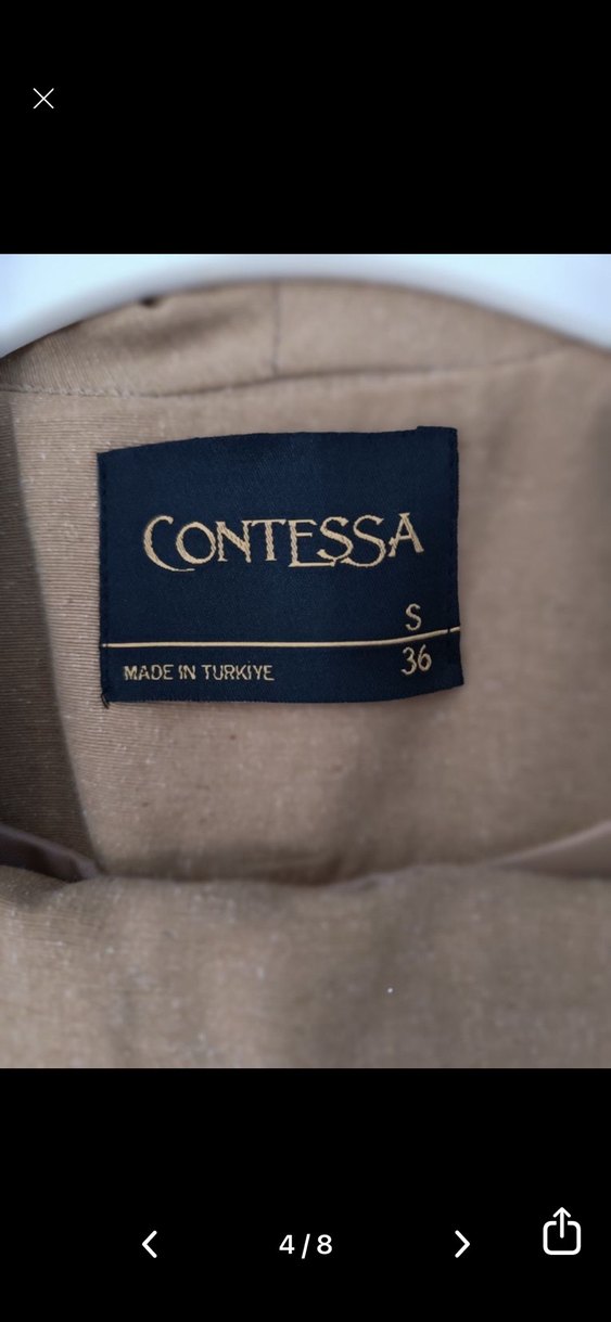 Bej Düğmeli Keten Midi Yelek pantolon takım - Görsel 3