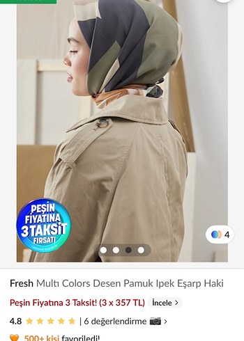 Drapeli Bohem Kahverengi Kadın Fular - Görsel 2