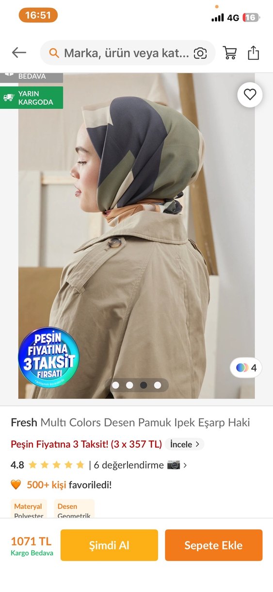 Drapeli Bohem Kahverengi Kadın Fular - Görsel 2