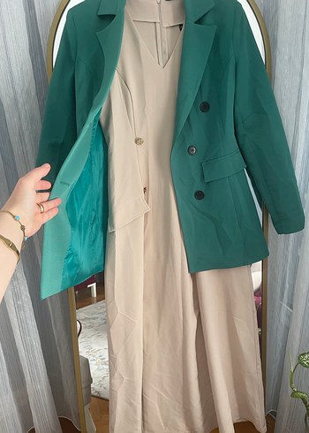 Düğmeli Yeşil Kadın Blazer Ceket - Görsel 4