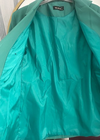 Düğmeli Yeşil Kadın Blazer Ceket - Görsel 3