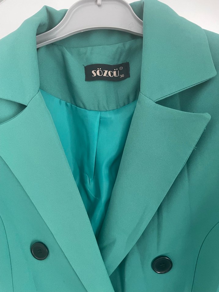 Düğmeli Yeşil Kadın Blazer Ceket - Görsel 2