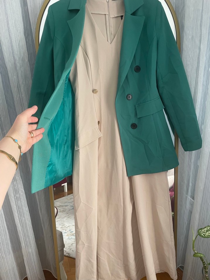 Düğmeli Yeşil Kadın Blazer Ceket - Görsel 4