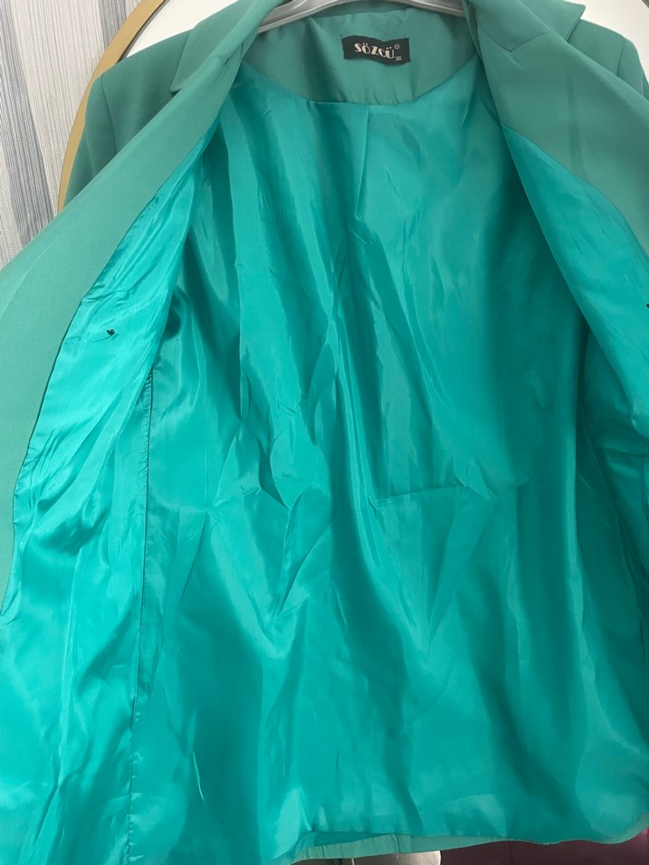 Düğmeli Yeşil Kadın Blazer Ceket - Görsel 3