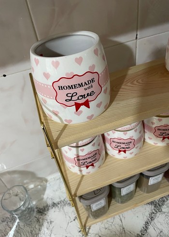 Pembe Kalp Desenli Seramik Baharatlık Seti - Görsel 6