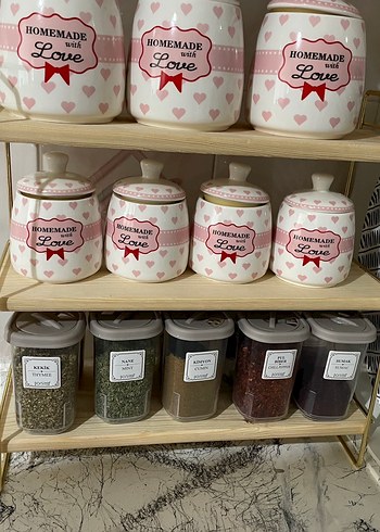 Pembe Kalp Desenli Seramik Baharatlık Seti - Görsel 2