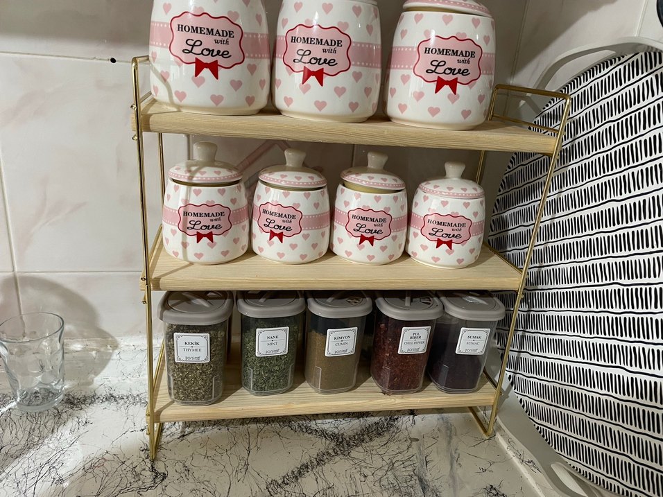 Pembe Kalp Desenli Seramik Baharatlık Seti - Görsel 2