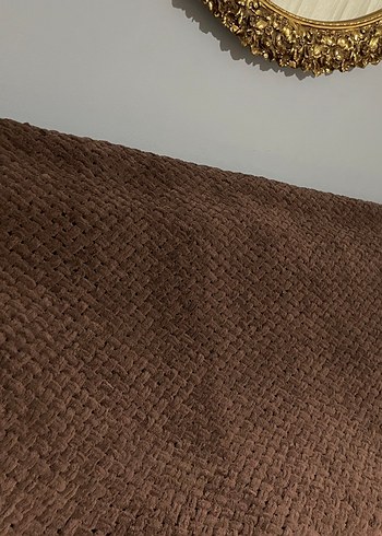 Kahverengi Örgü  tek kişilk Battaniye alize ip ile örülmüştür - Görsel 6