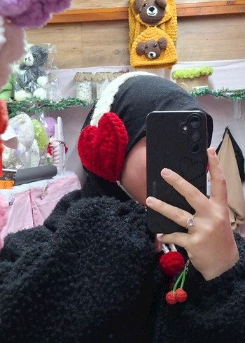 Nakışlı Bohem Örgü Kadın Kulaklık - Görsel 3