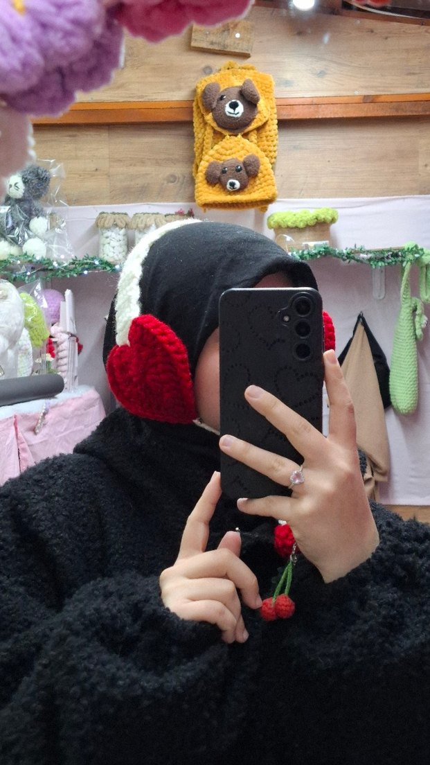 Nakışlı Bohem Örgü Kadın Kulaklık - Görsel 2