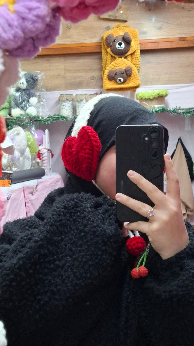 Nakışlı Bohem Örgü Kadın Kulaklık - Görsel 3