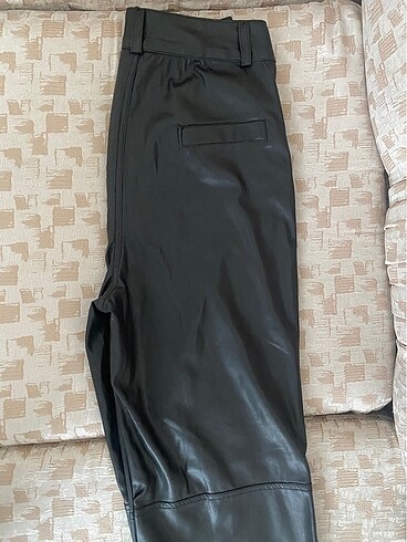 xs Beden Holly Lolly Yüksek Bel Wide Leg Deri Pantolon