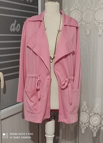 Diğer Katlı yaka ceket pembe