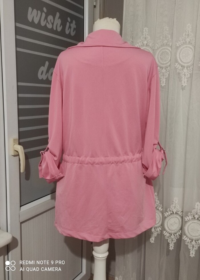 Katlı yaka ceket pembe - Görsel 4