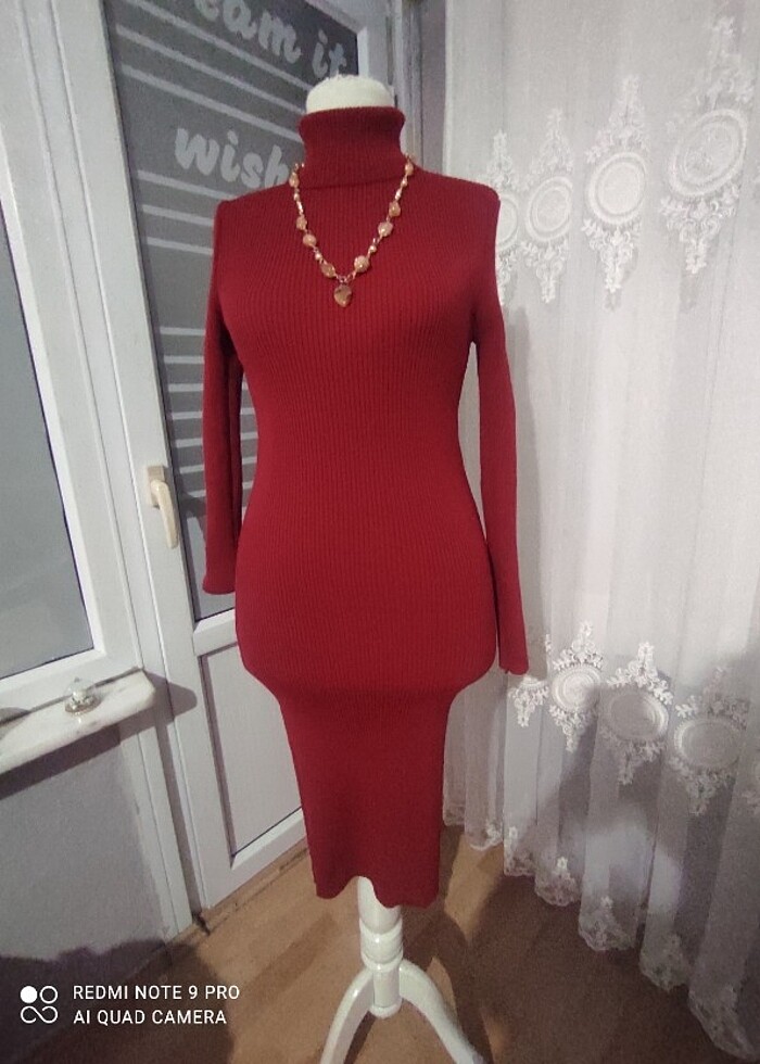 Boğazlı triko elbise  - Görsel 2