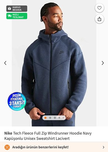 Nike Tech Fleece Kapüşonlu Lacivert Sweatshirt