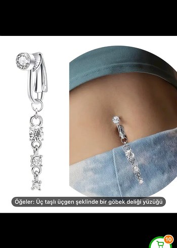 Delim gerektirmeyen gobek piercingi