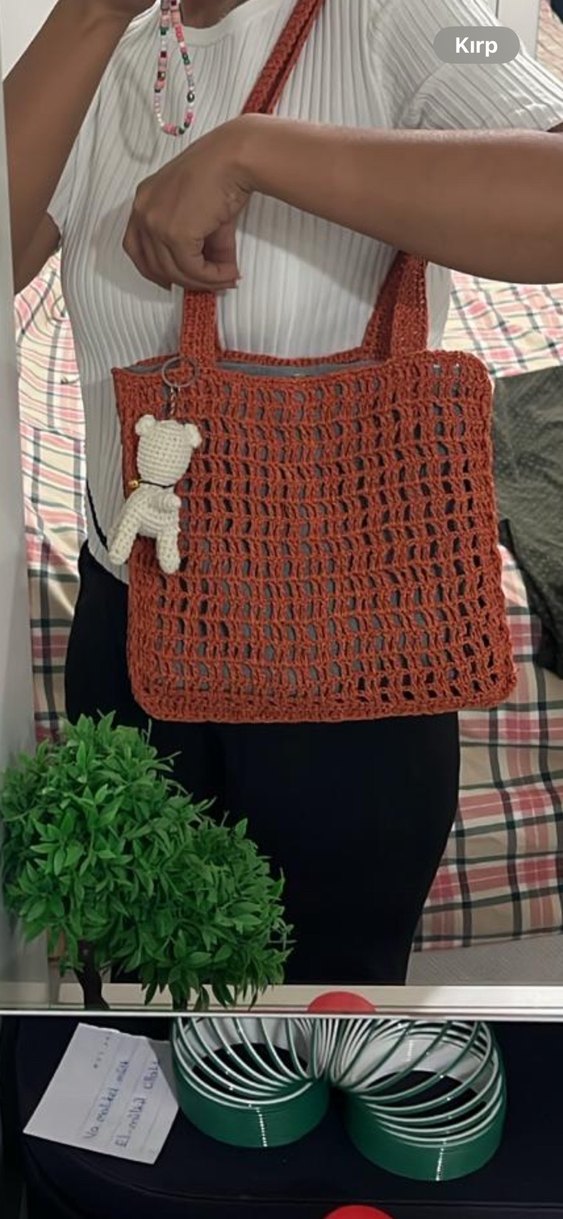 Dantel Detaylı Örgü Kadın Çanta - Görsel 3