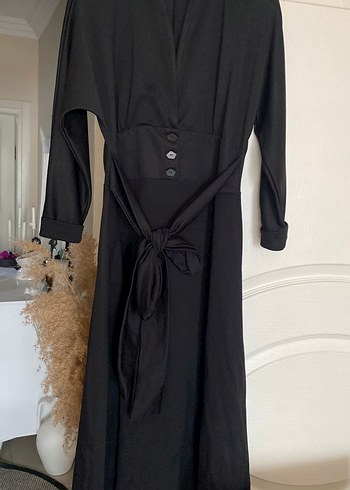 m Beden siyah Renk Uzun Siyah Düğmeli Gotik Kadın Elbise