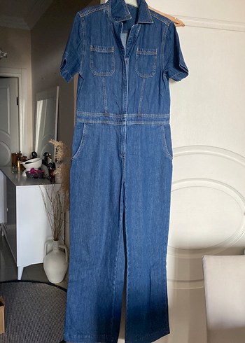 Kadın Lacivert Denim Uzun Tulum