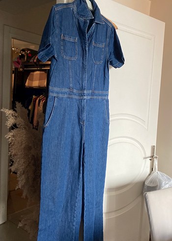 Diğer Kadın Lacivert Denim Uzun Tulum