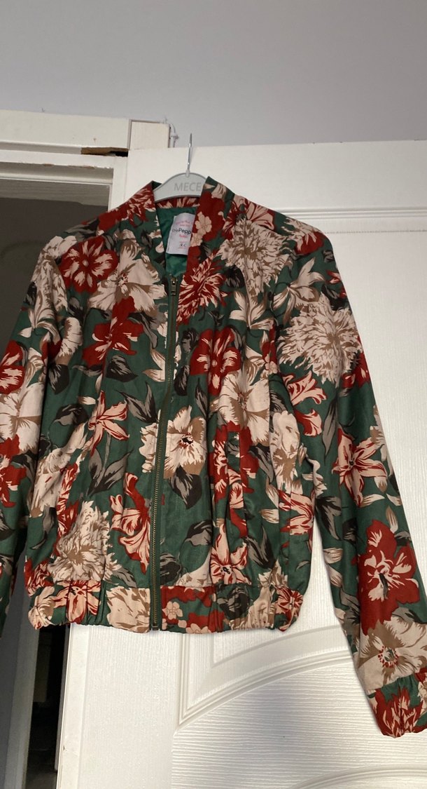 Çiçek Desenli Kadın Midi Ceket - Görsel 2