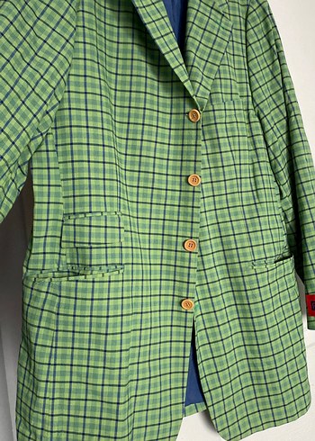 Düğmeli Yeşil bayanCeket - Görsel 4