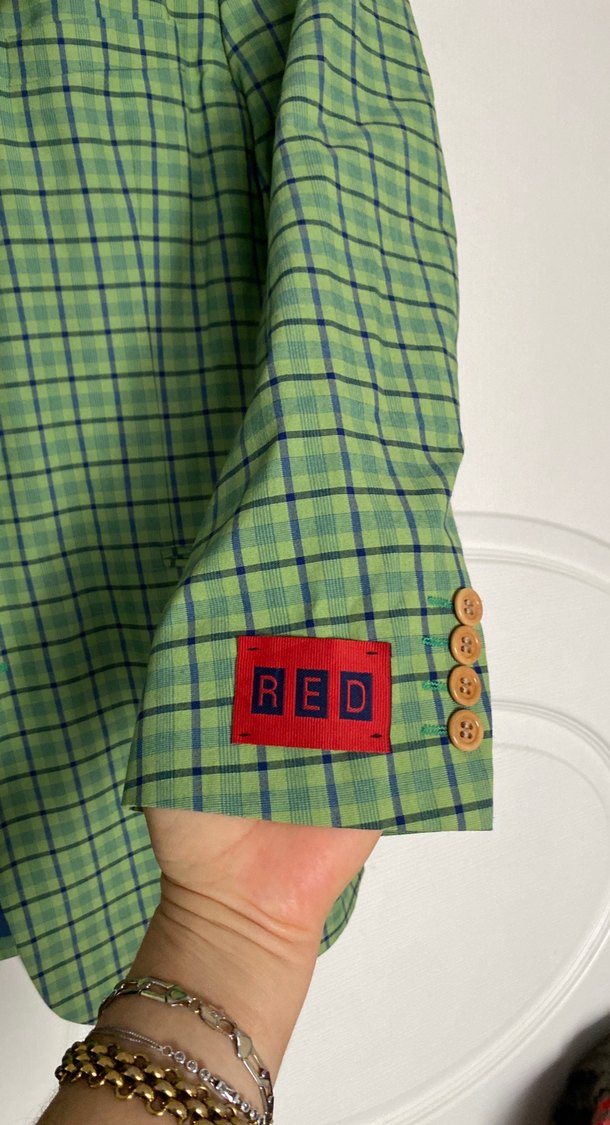 Düğmeli Yeşil bayanCeket - Görsel 5