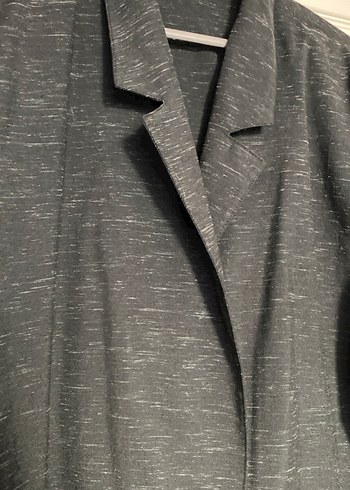 Düğmeli Gri Keten Kadın Blazer Ceket - Görsel 3