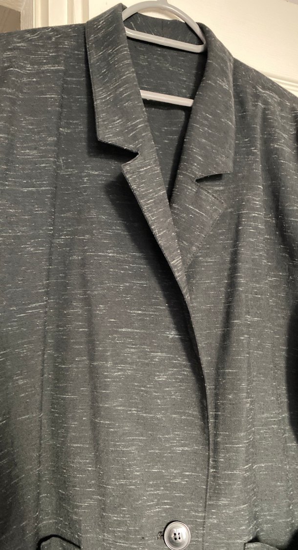 Düğmeli Gri Keten Kadın Blazer Ceket - Görsel 3