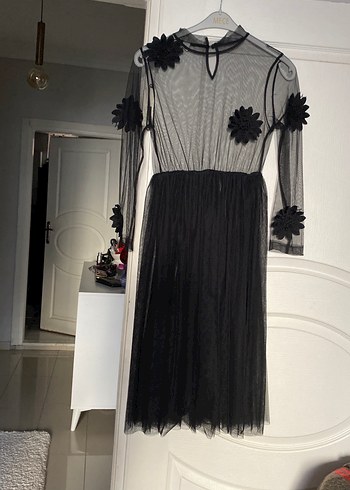 Uzun Siyah Gotik Kadın Elbise - Görsel 4