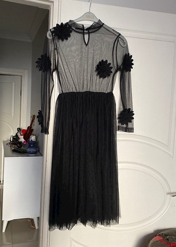 Uzun Siyah Gotik Kadın Elbise - Görsel 3