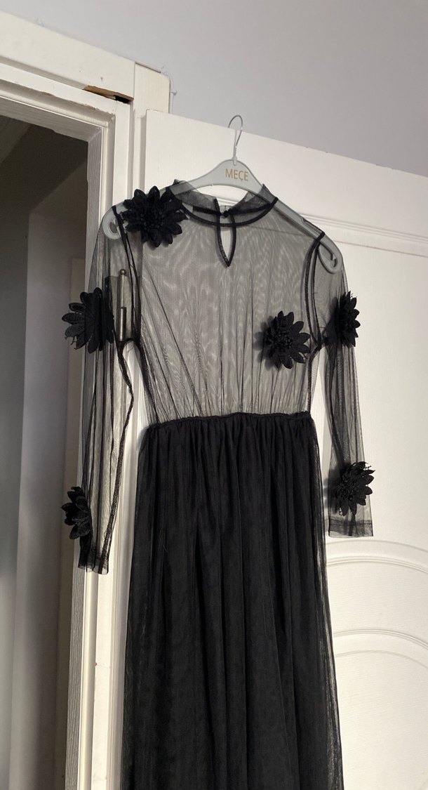 Uzun Siyah Gotik Kadın Elbise - Görsel 2