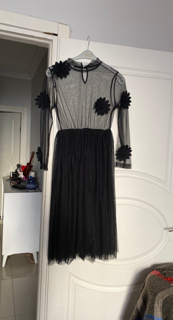 Uzun Siyah Gotik Kadın Elbise - Görsel 3