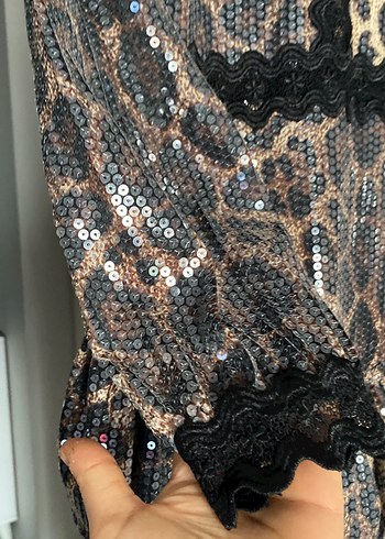 Kahverengi Yılan Desenli Mini Elbise - Görsel 5