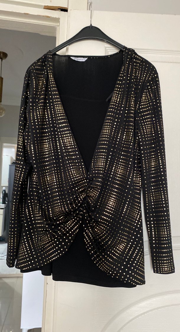 Altın Desenli Drapeli Uzun Kollu Hamile Ceketi - Görsel 2