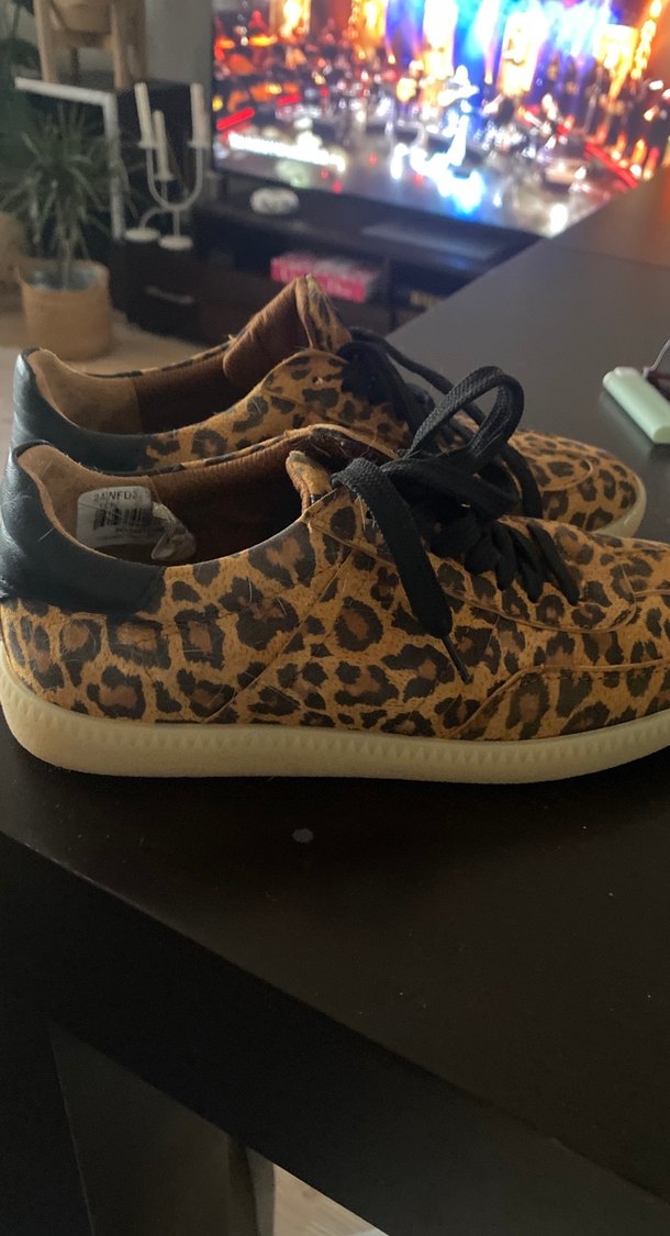 Kahverengi Leopar Desenli Süet Platform Spor Ayakkabı - Görsel 3