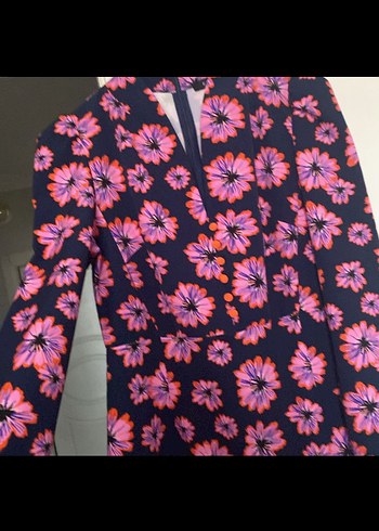 Pembe Çiçek Desenli Midi Elbise - Görsel 5