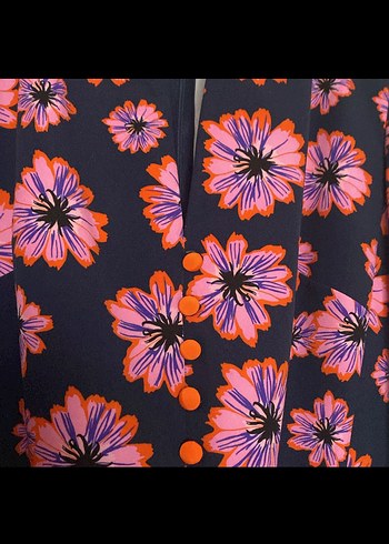 Pembe Çiçek Desenli Midi Elbise - Görsel 6