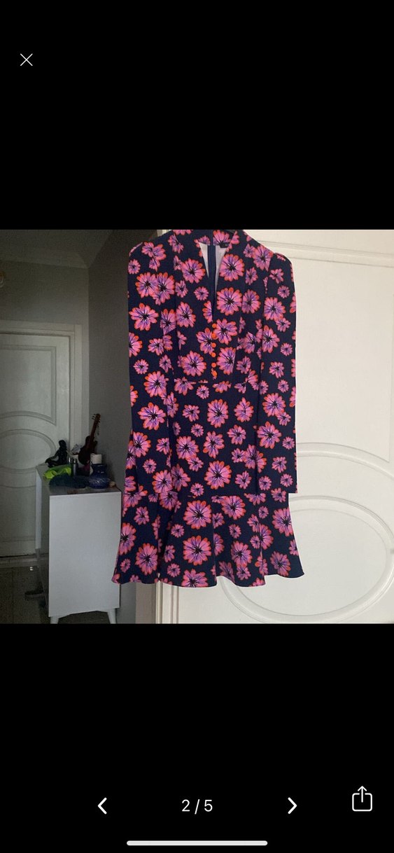 Pembe Çiçek Desenli Midi Elbise - Görsel 2