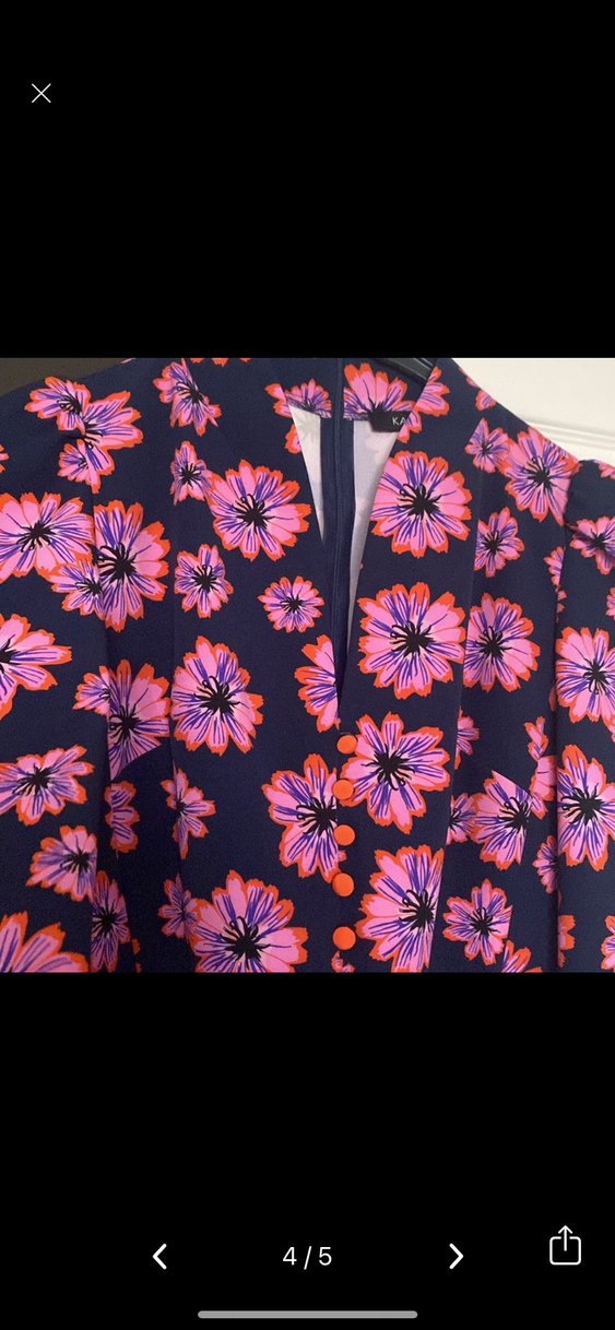 Pembe Çiçek Desenli Midi Elbise - Görsel 4