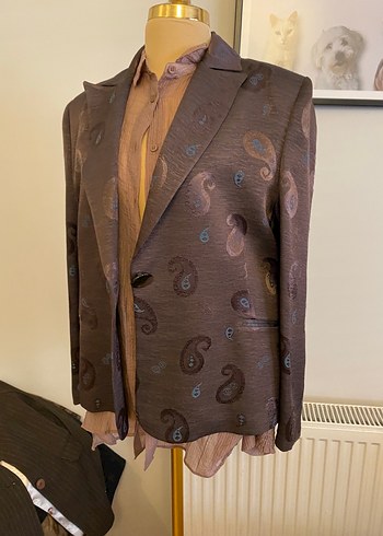 Zara Paisley Desenli Vintage Tek Dugmeli Ceket