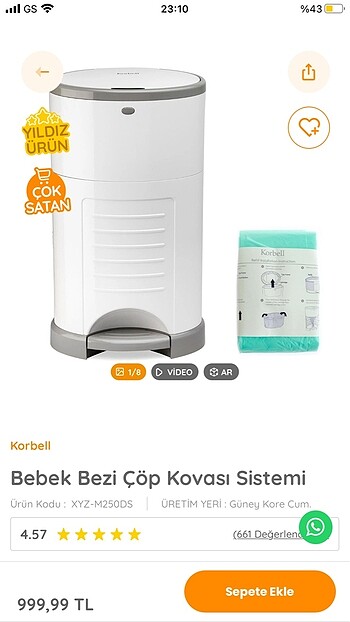 Beden Bebek bezi çöp kovası
