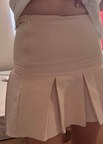 Bej Pilili Mini Etek