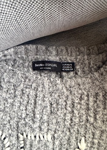 Nakışlı Gri Örgü Kadın Kazak - Görsel 2